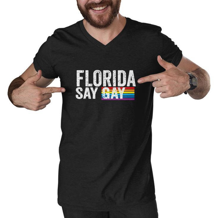 Florida Say Gay I Will Say Gay Proud Trans Lgbtq Gay Rights Men V-Neck Tshirt
