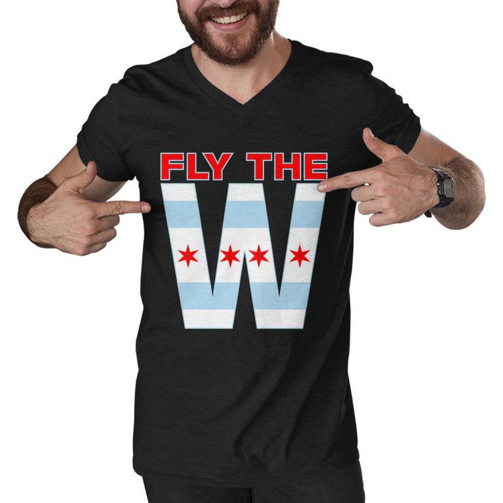 Fly The W Chicago Flag Men V-Neck Tshirt