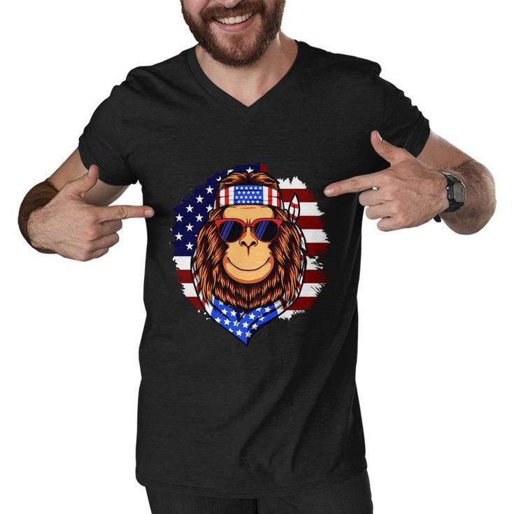 Fourth Of July American Independence Day Monkey Graphic Plus Size Shirt For Men Men V-Neck Tshirt
