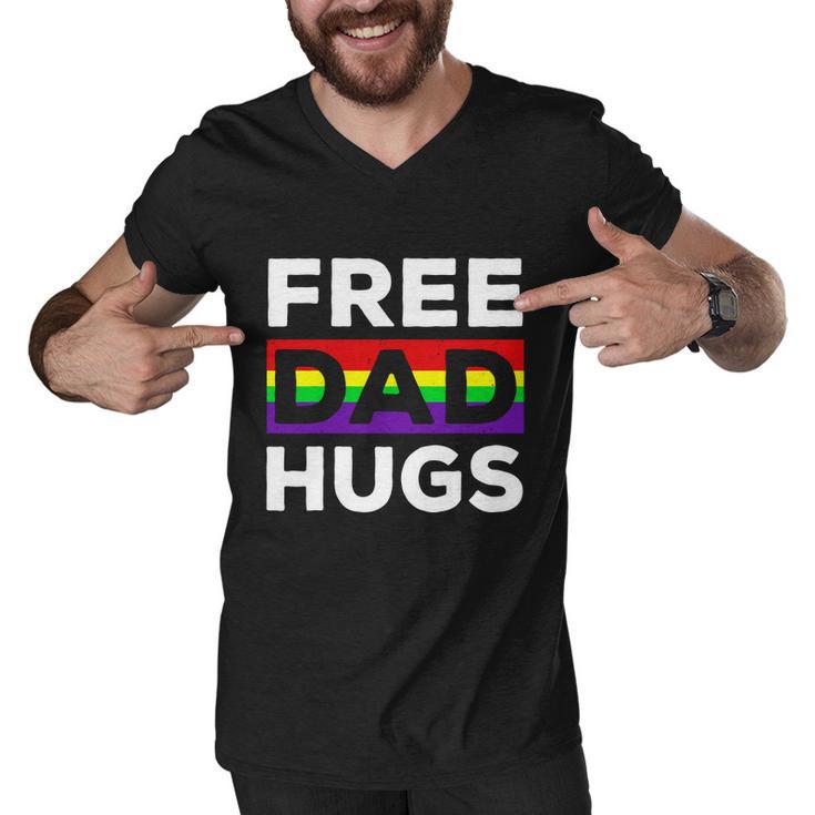 Free Dad Hugs Shirt Fathers Day Shirt Lgbtq Proud Fathers Tshirt Lgbtq Prid Men V-Neck Tshirt