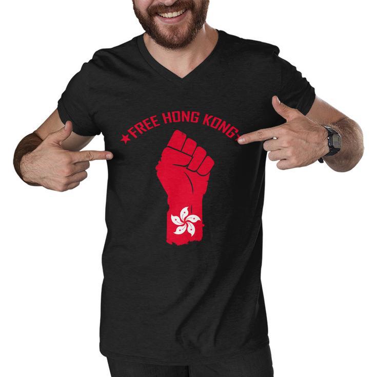 Free Hong Kong Fist Men V-Neck Tshirt