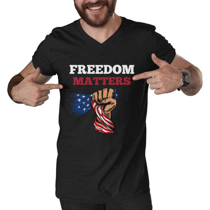 Freedom Matters Fist American Flag Men V-Neck Tshirt