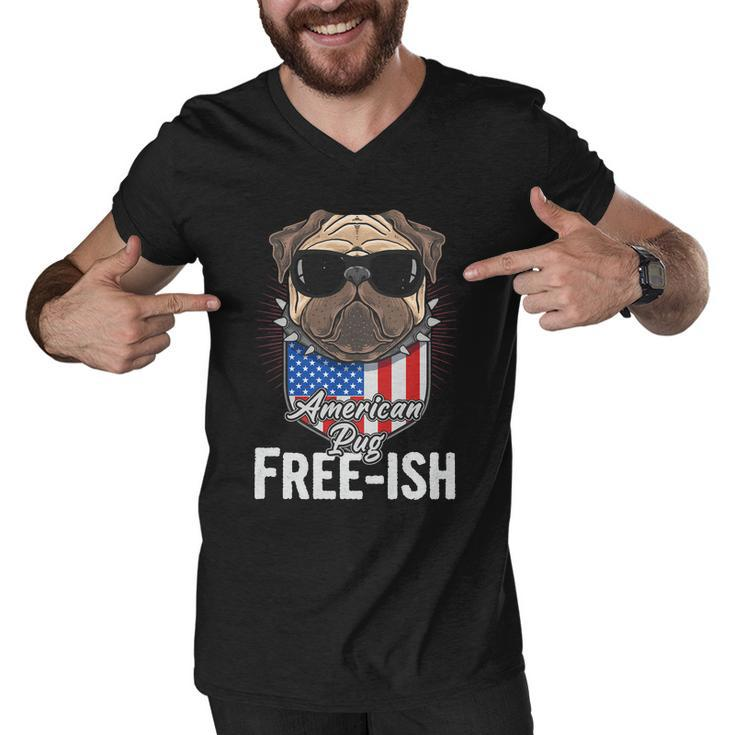 Freeish American Pug Dog Sunglasses Cute Funny 4Th Of July Independence Day Men V-Neck Tshirt