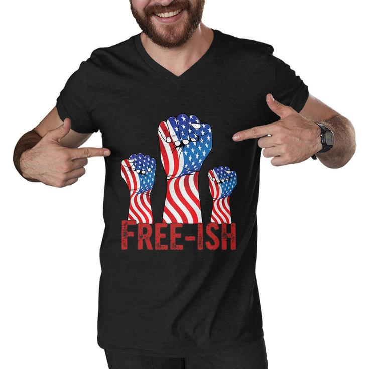 Freeish Fourth Of July American Independence Day Graphic Plus Size Shirt For Men Men V-Neck Tshirt