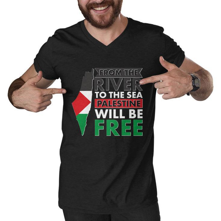 From The River To The Sea Palestine Will Be Free Tshirt Men V-Neck Tshirt