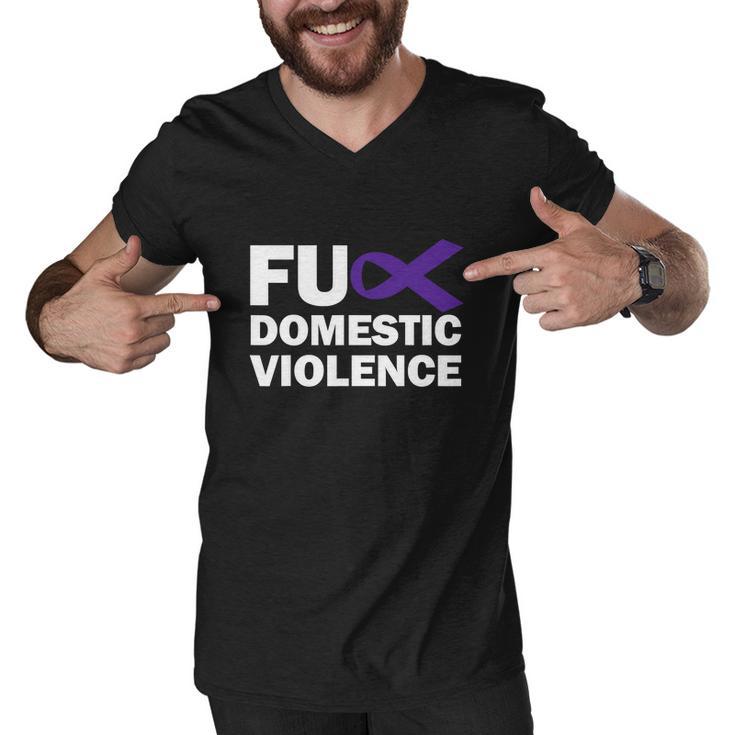 Fuck Domestic Violence Purple Ribbon Domestic Violence Men V-Neck Tshirt