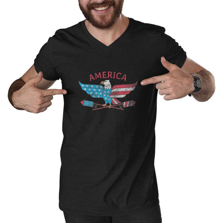 Funny 4Th Of July American Eagle Men V-Neck Tshirt