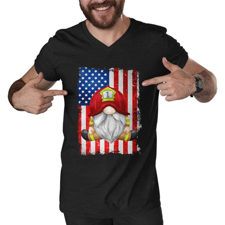 Funny 4Th Of July Gnome Patriotic American Flag Firefighter Gift Men V-Neck Tshirt