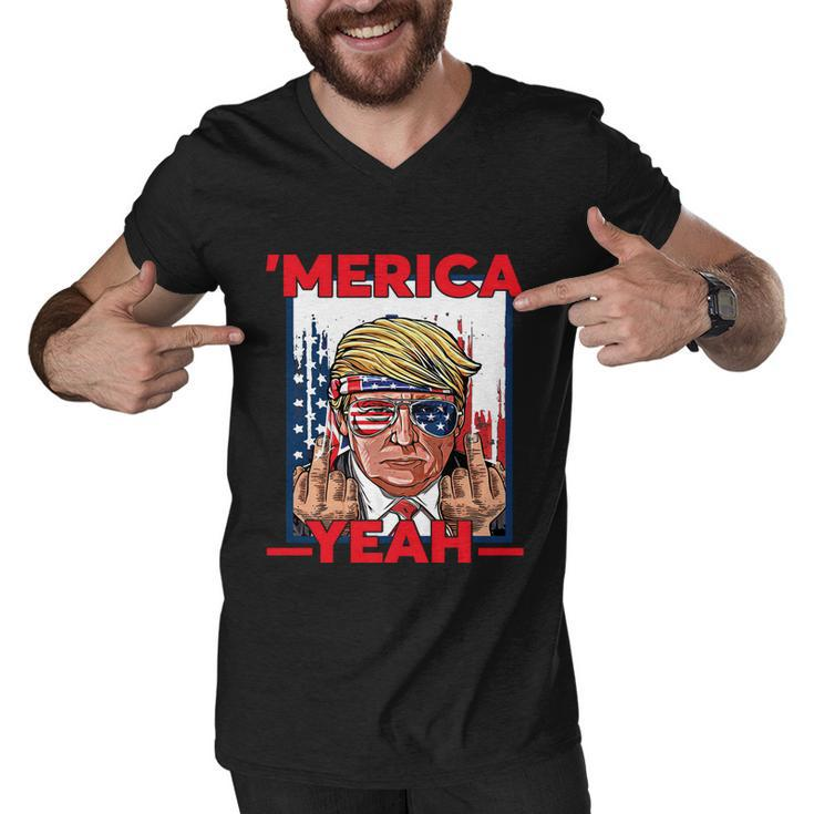 Funny 4Th Of July Patriotic Donald Trump Merica Usa Flag Men V-Neck Tshirt