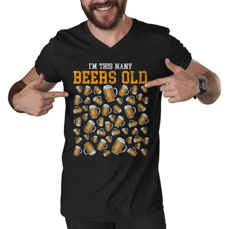 Funny 50 Years Old Birthday Im This Many Beers Old Drinking  Men V-Neck Tshirt