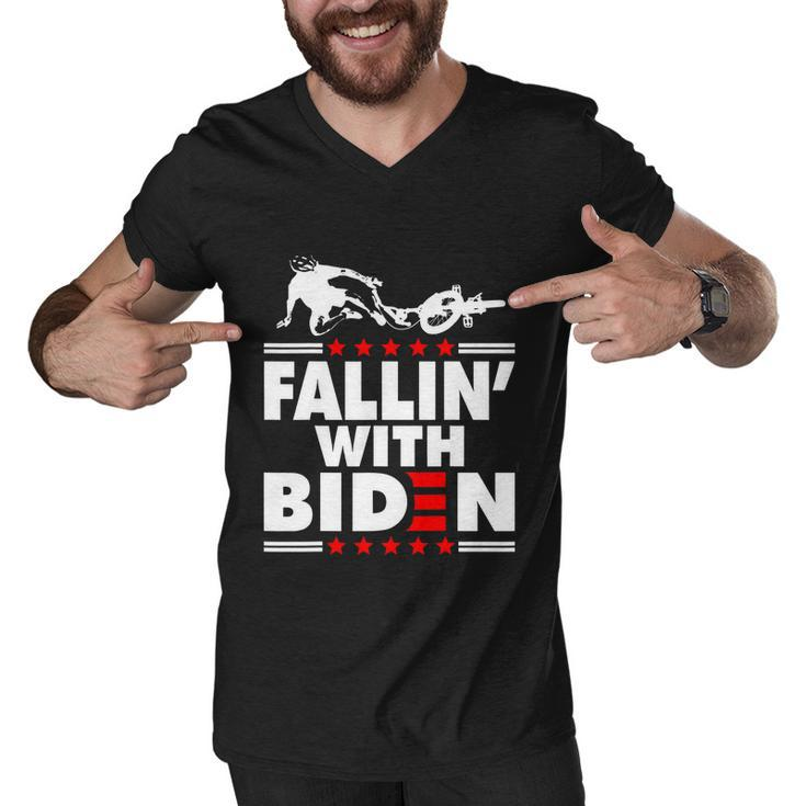 Funny Biden Falls Off Bike Joe Biden Fallin With Biden Men V-Neck Tshirt