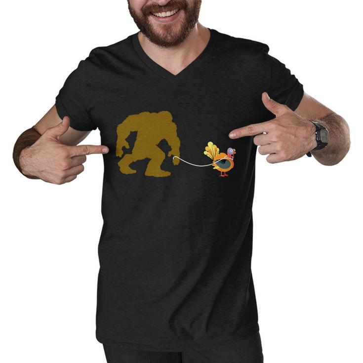Funny Bigfoot Thanksgiving Turkey Tshirt Men V-Neck Tshirt