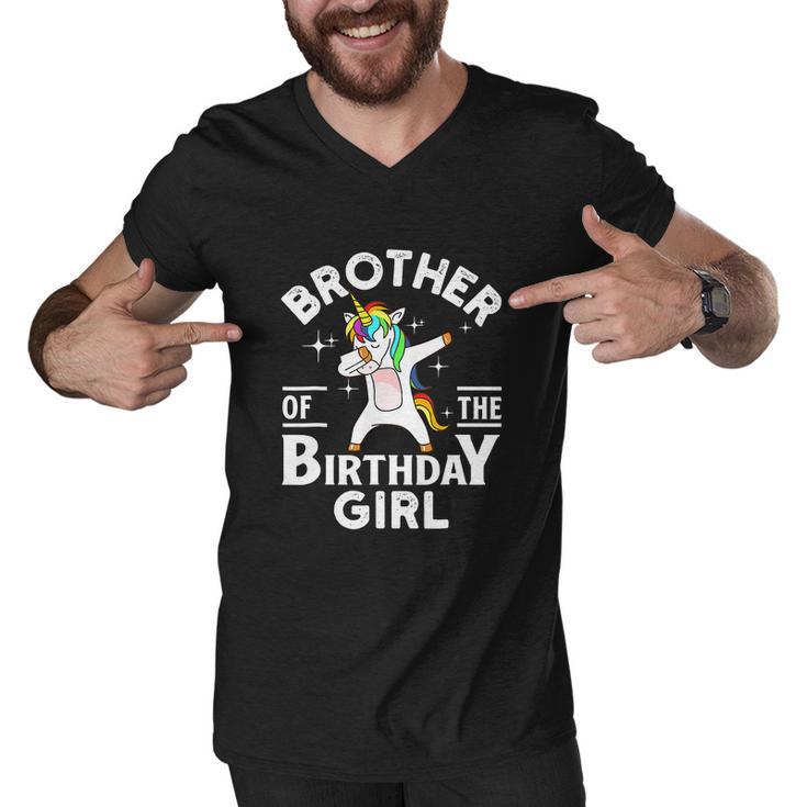 Funny Brother Of The Birthday Girl Unicorn Men V-Neck Tshirt