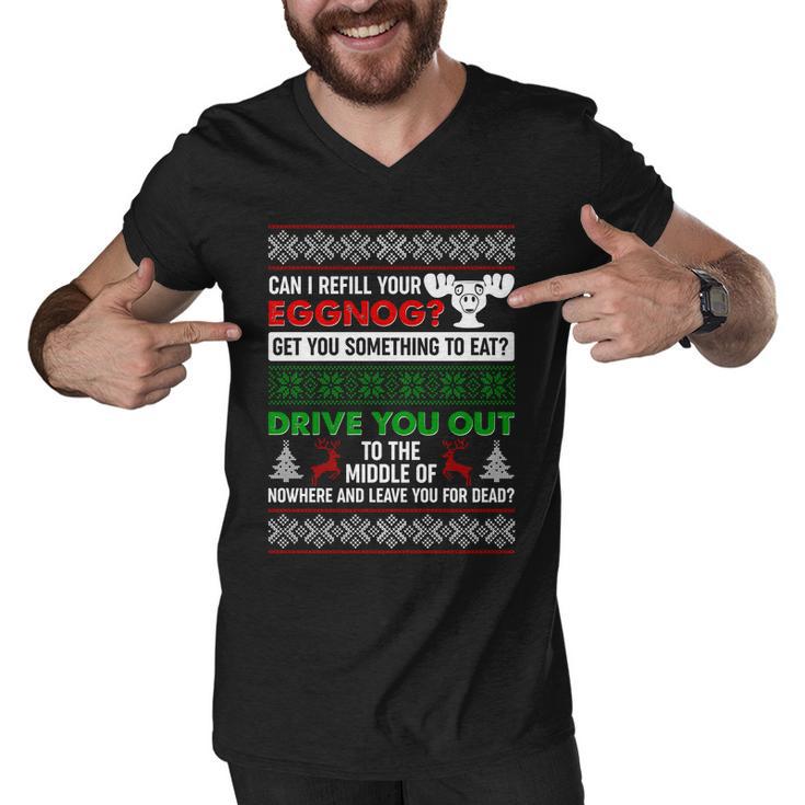 Funny Can I Refill Your Eggnog Ugly Christmas Sweater Men V-Neck Tshirt