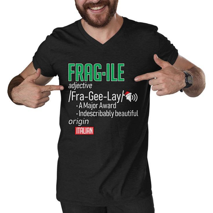 Funny Christmas Fragile Definition Tshirt Men V-Neck Tshirt
