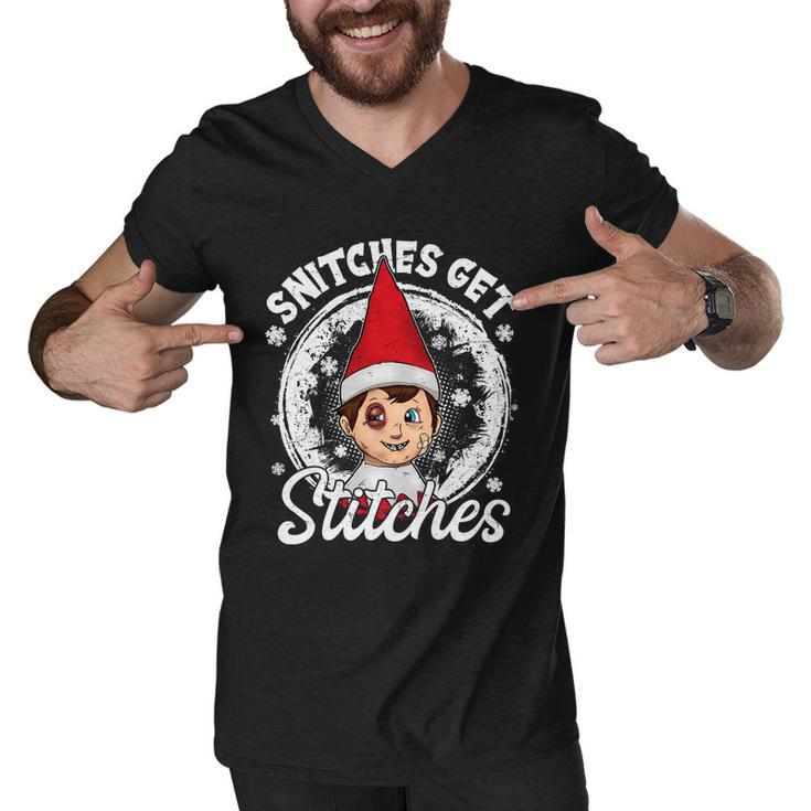 Funny Christmas Snitches Get Stitches Tshirt Men V-Neck Tshirt