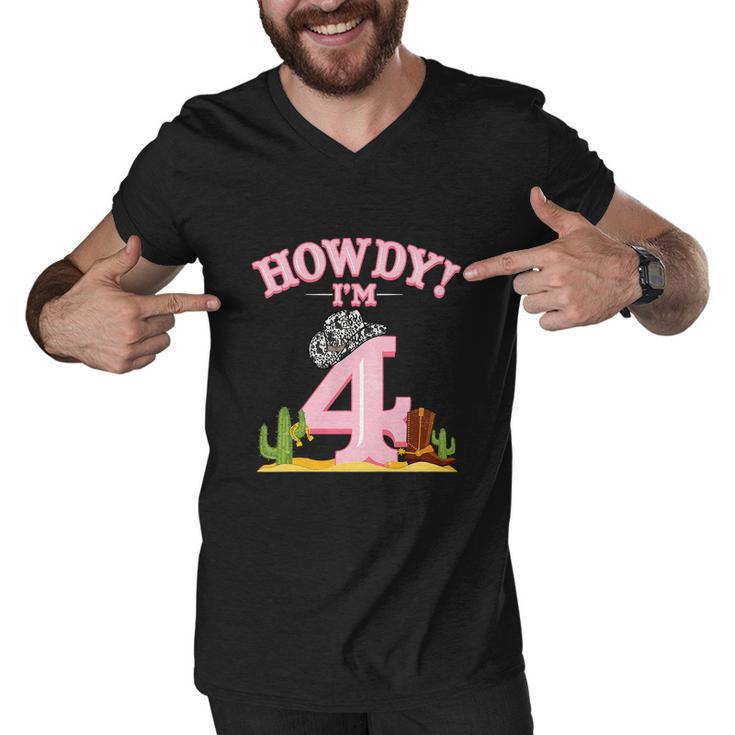 Funny Cowgirl 4Th Birthday Western Country Southern Men V-Neck Tshirt