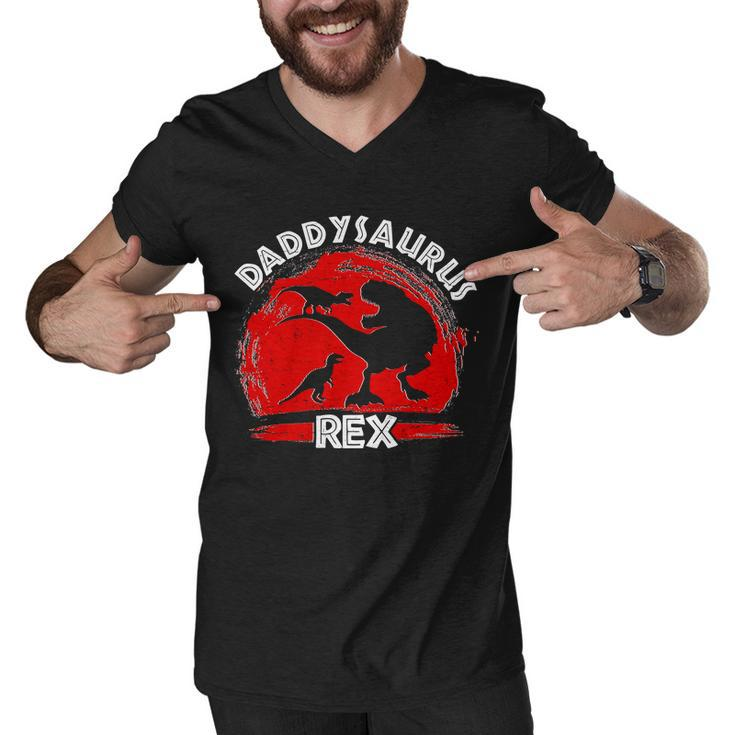 Funny Daddysaurus Rex Fathers Day Men V-Neck Tshirt