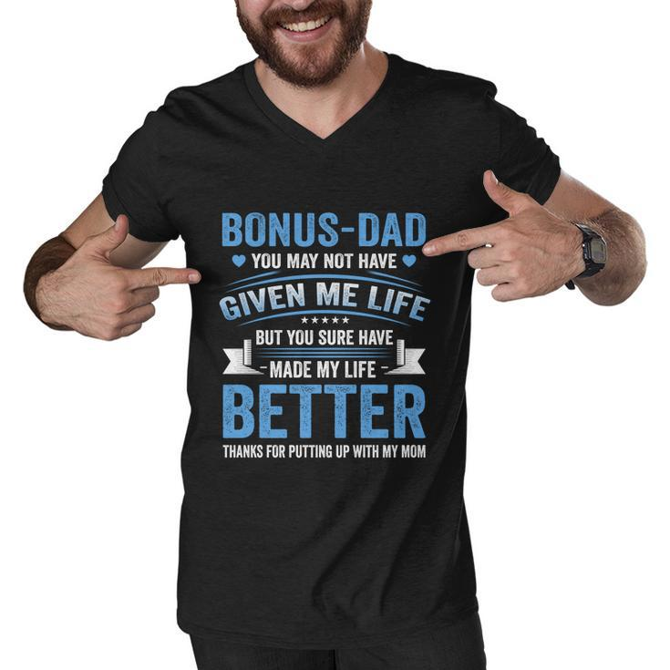 Funny Fathers Day Bonus Dad Gift From Daughter Son Wife Gift Men V-Neck Tshirt