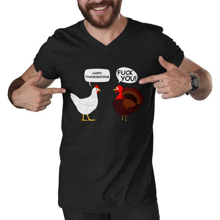 Funny Happy Thanksgiving Chicken Vs Turkey Tshirt Men V-Neck Tshirt