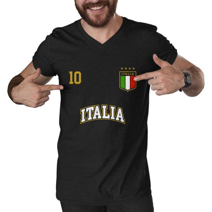 Funny Italy Soccer Team Gift Number 10 Sports Italian Flag Gift Men V-Neck Tshirt