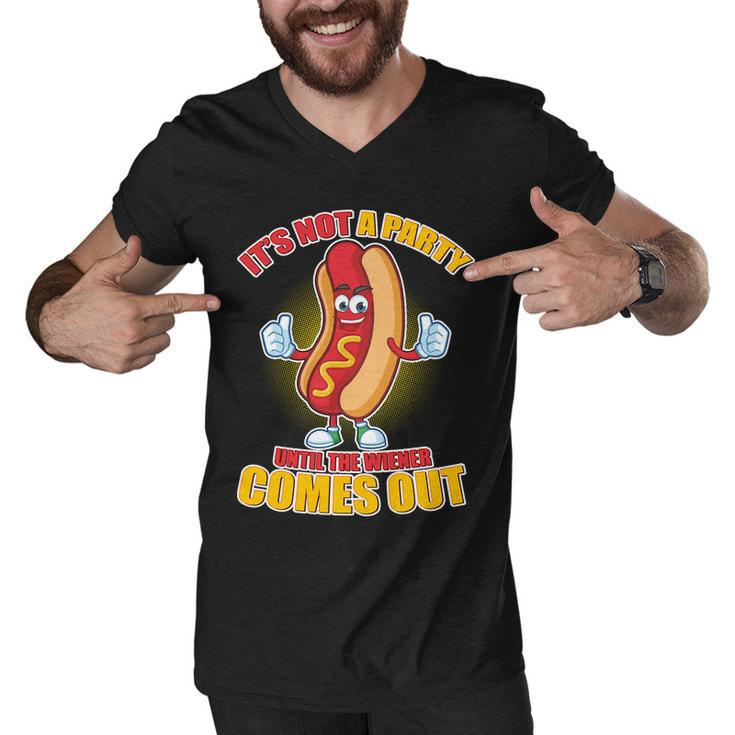 Funny Its Not A Party Until The Wiener Comes Out Tshirt Men V-Neck Tshirt