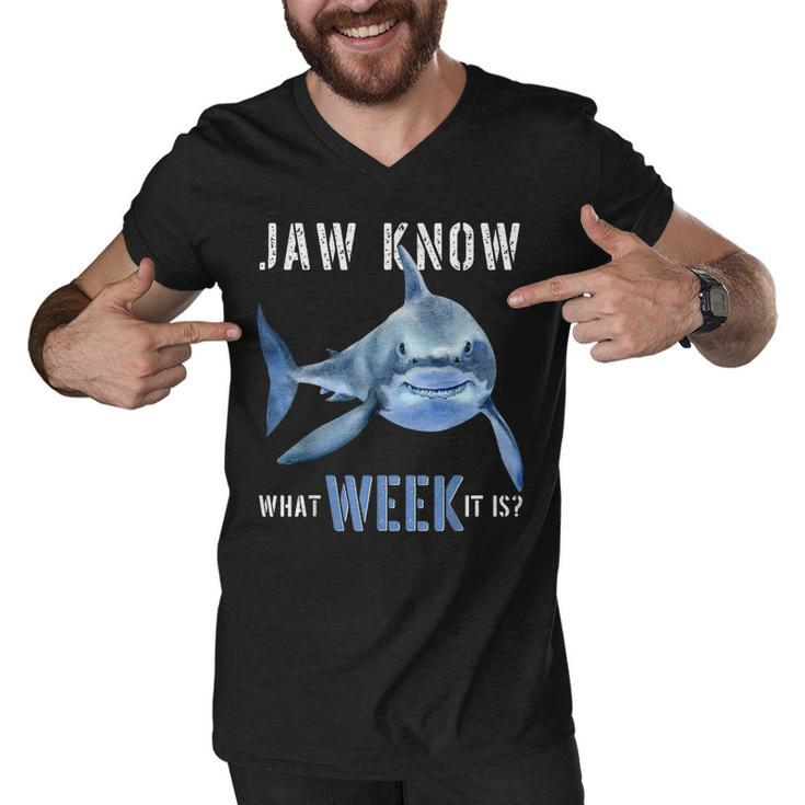 Funny Jaw Know What Week It Is Shark 2022 Funny Shark Kids  Men V-Neck Tshirt