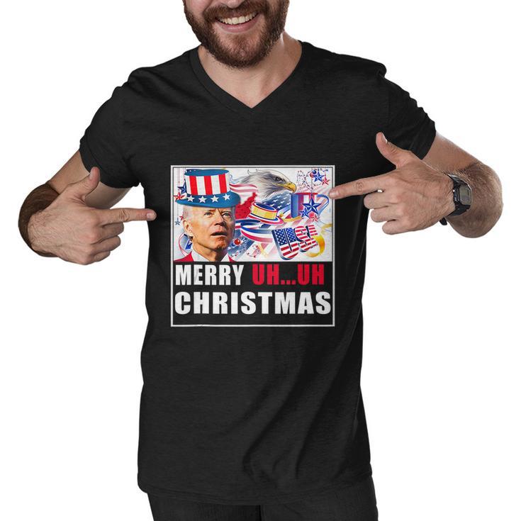 Funny Joe Biden Happy Christmas In July Usa Flag Men V-Neck Tshirt