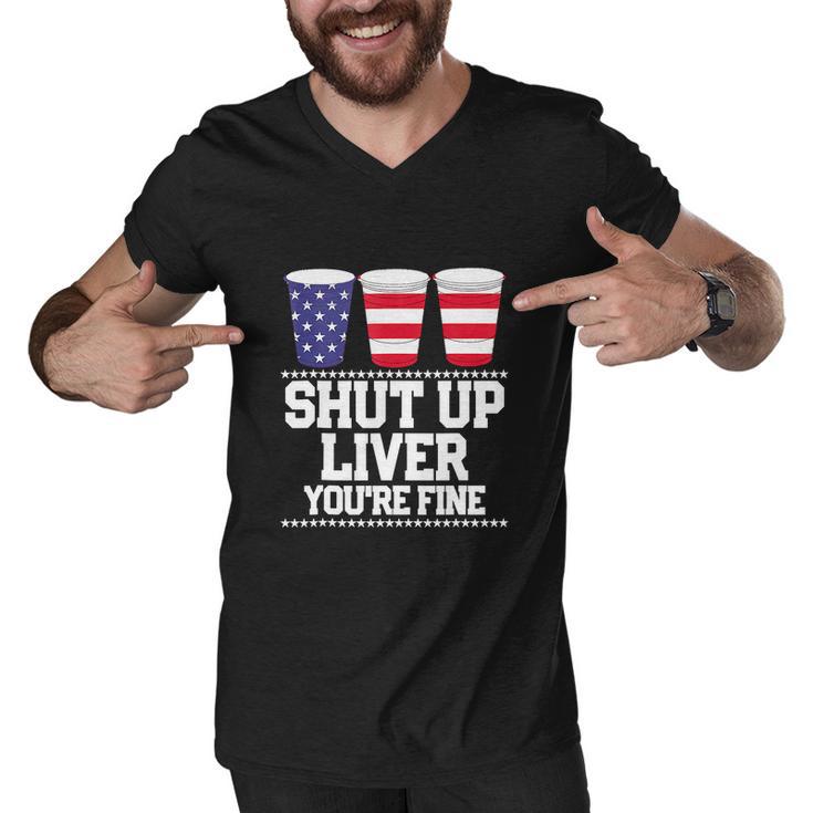 Funny July 4Th Beer Cups American Flag Men V-Neck Tshirt