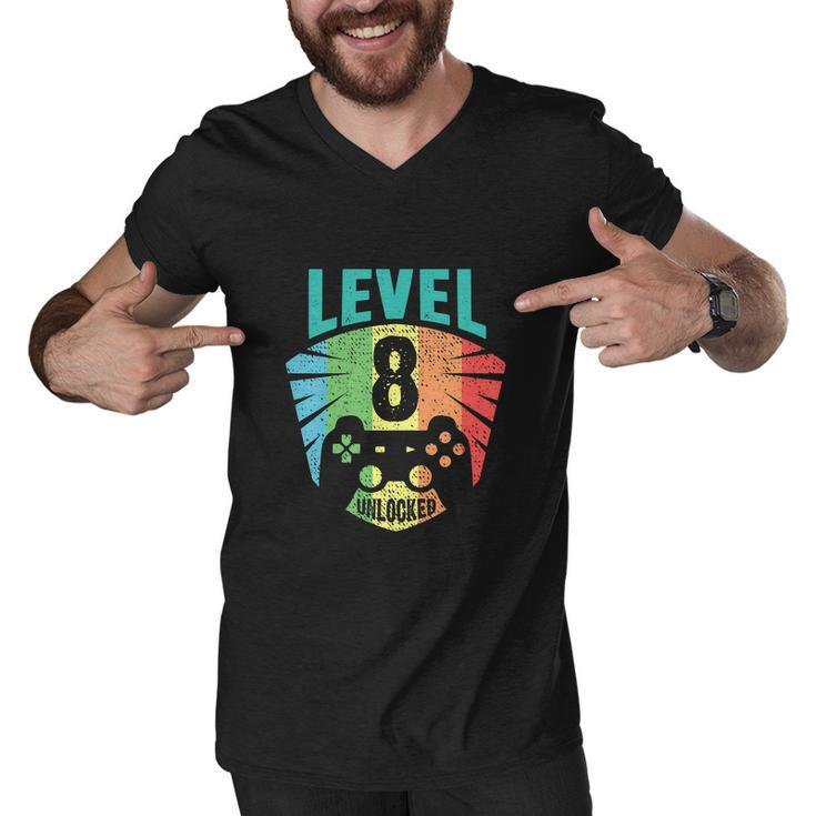 Funny Level 8 Unlocked 8Th Birthday Girl Men V-Neck Tshirt