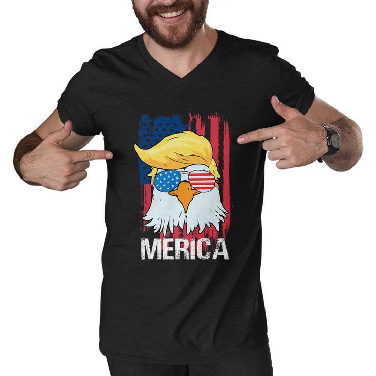 Funny Merica Trump Bald Eagle 4Th Of July Us Flag Men Women Men V-Neck Tshirt