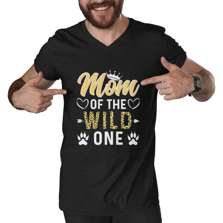 Funny Mom Of The Wild One 1St Birthday Matching Family Men V-Neck Tshirt