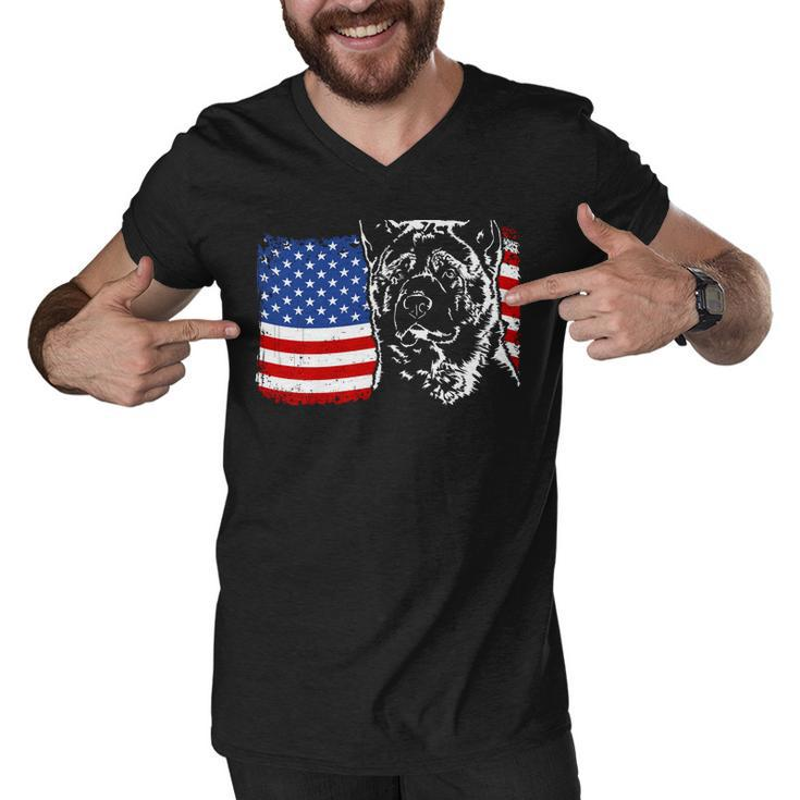 Funny Proud Akita American Flag Patriotic Dog Gift Sweatshirt Men V-Neck Tshirt