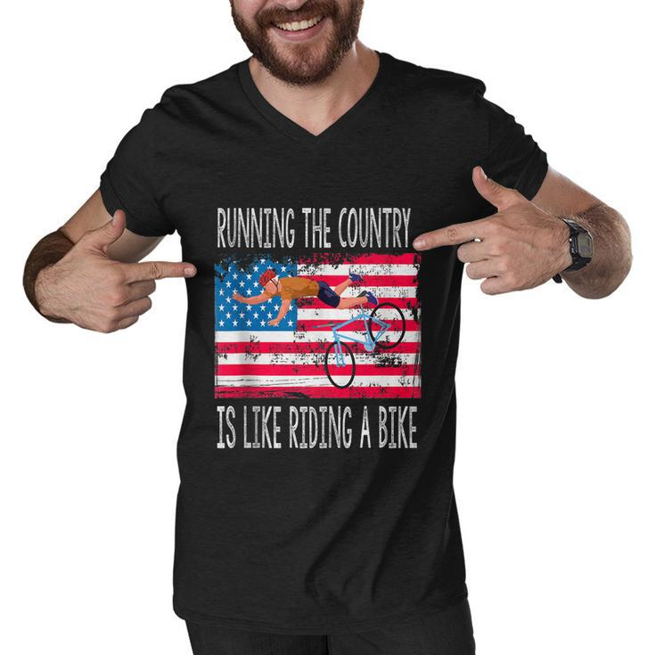 Funny Sarcastic Running The Country Is Like Riding A Bike V4 Men V-Neck Tshirt