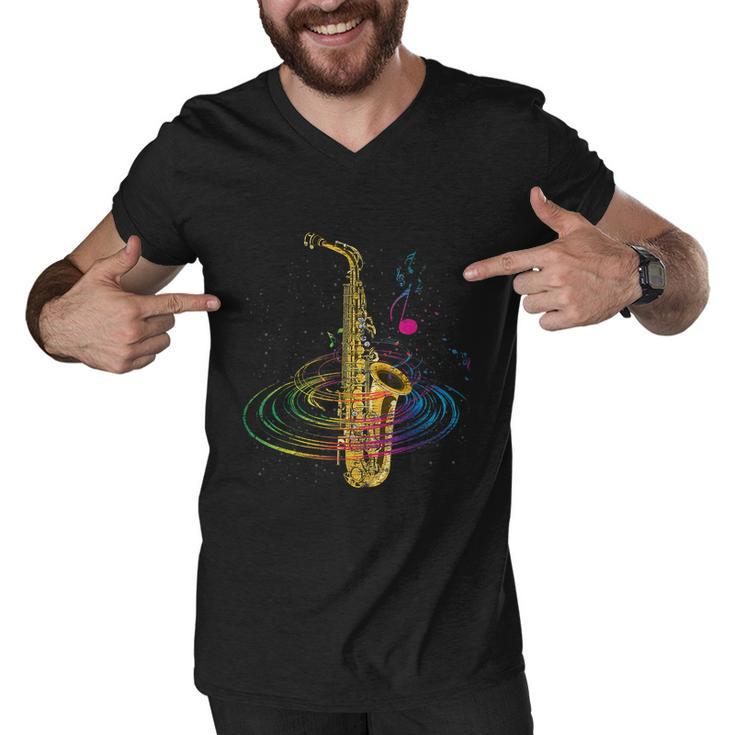 Funny Sax Player Gift Funny Idea Saxophonist Music Notes Saxophone Gift Tshirt Men V-Neck Tshirt