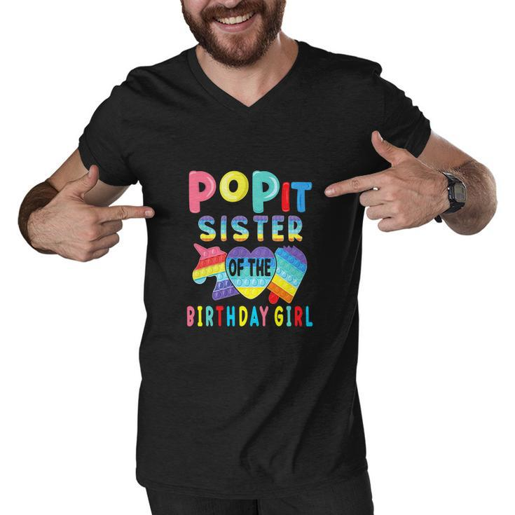 Funny Sister Of The Birthday Girl Pop It Unicorn Birthday Men V-Neck Tshirt