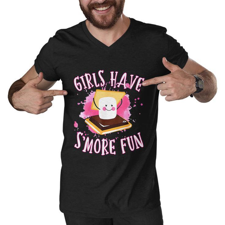 Funny Smores Camping Girls Have Smore Fun Camper Glamping Men V-Neck Tshirt