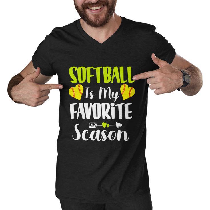 Funny Softball Sport Design Softball Is My Favorite Season Gift Men V-Neck Tshirt