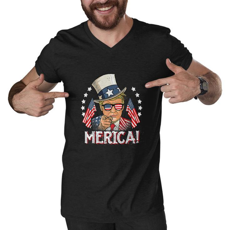 Funny Trump Merica 4Th Of July American Flag Men V-Neck Tshirt