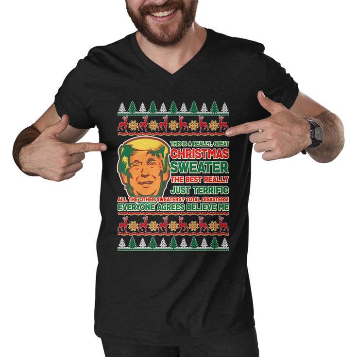 Funny Trump Ugly Christmas Sweater Men V-Neck Tshirt