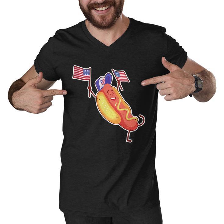 Funny Usa American Flag Hotdog Men V-Neck Tshirt