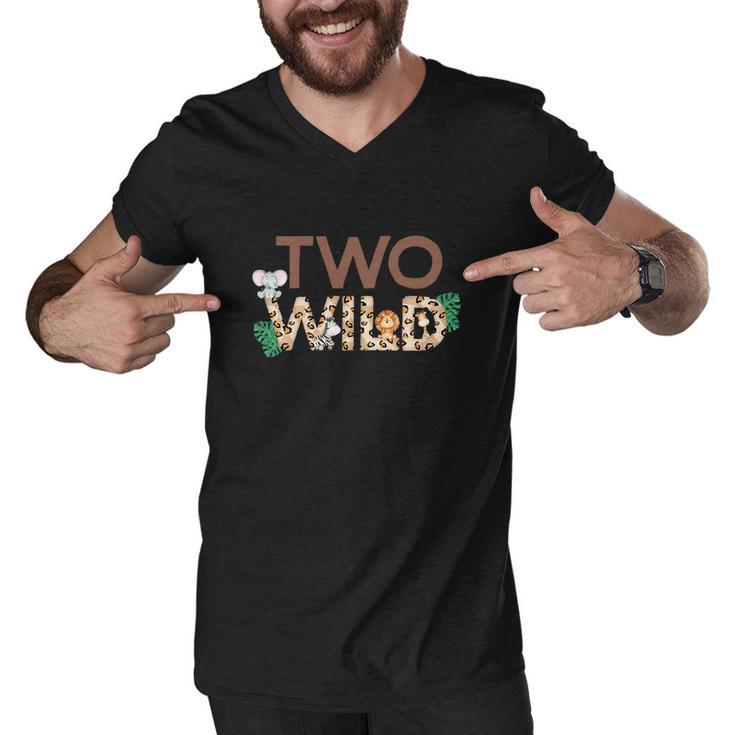 Funny Wild Two Animal Safari 2Nd Birthday Men V-Neck Tshirt