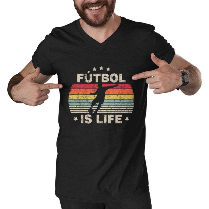 Futbol Is Life Soccer Funny Football Lover Vintage Tshirt Men V-Neck Tshirt