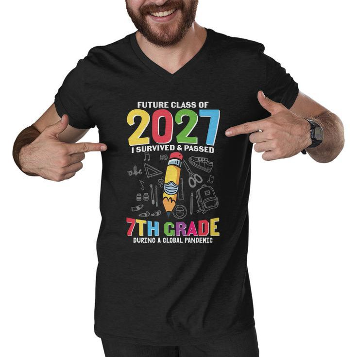 Future Class Of 2027 7Th Grade First Day Of School Back To School Men V-Neck Tshirt