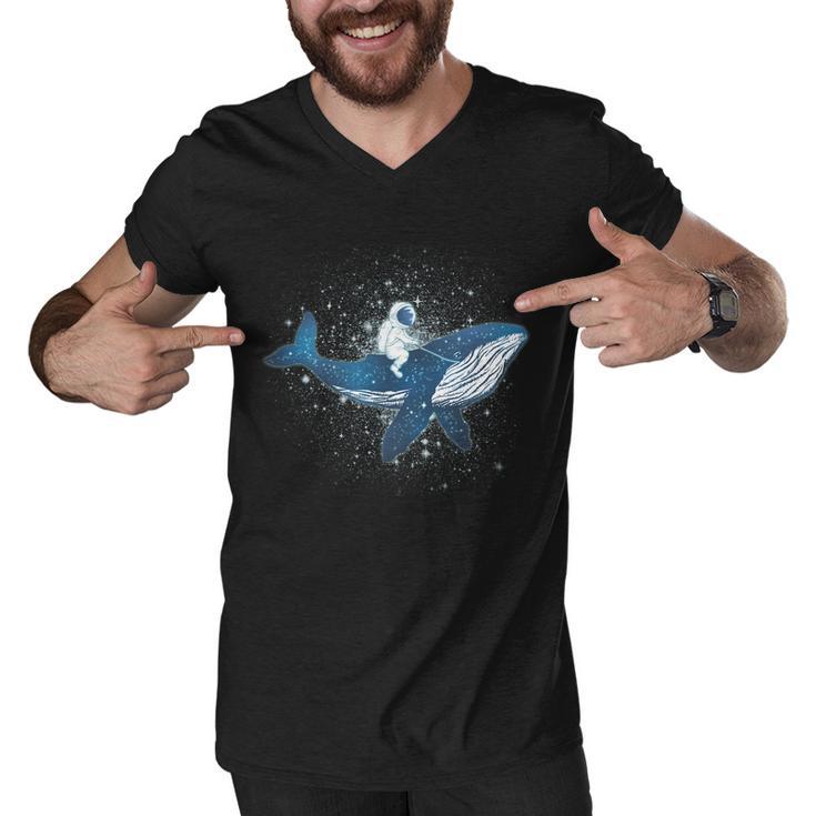 Galaxy Space Astronaut Whale Men V-Neck Tshirt