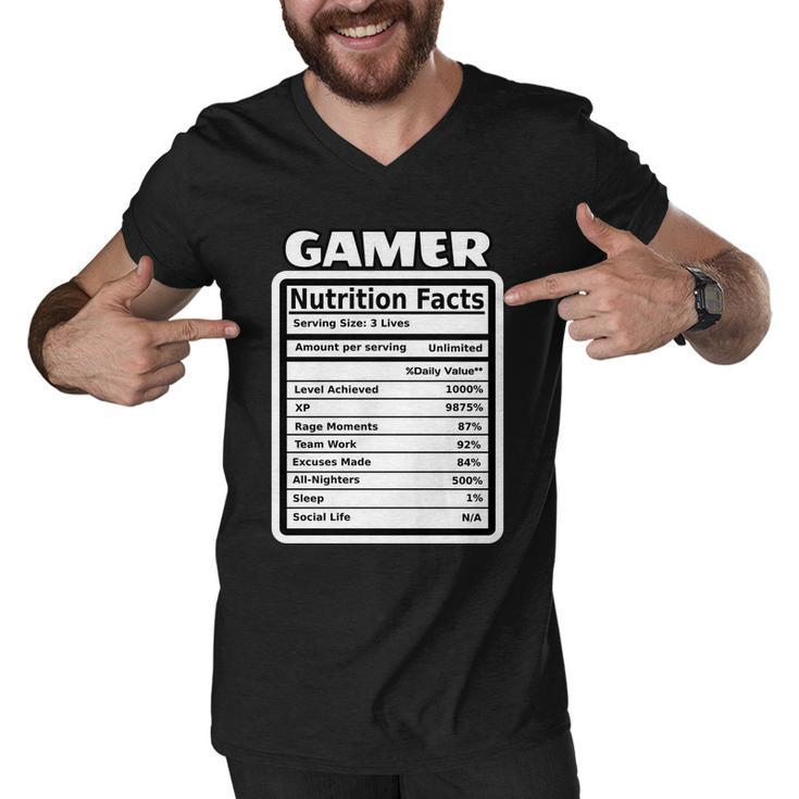 Gamer Nutriotion Facts Men V-Neck Tshirt