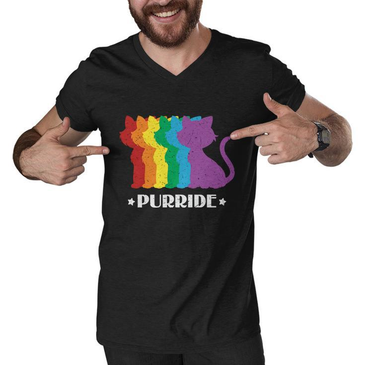 Gay Pride Cat Purride Lgbt Pride Month Men V-Neck Tshirt