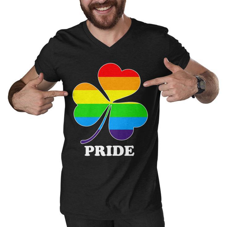Gay Pride Cloverleaf Rainbow Tshirt Men V-Neck Tshirt