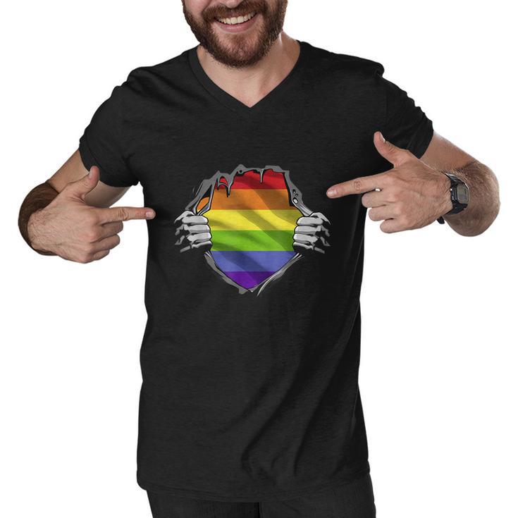 Gay Pride Lgbt Gay Inside Lgbtq Men V-Neck Tshirt