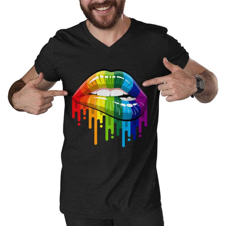 Gay Pride Lips Tshirt V2 Men V-Neck Tshirt